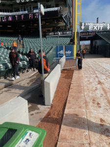 The view of the new wall along the left field line at Oracle Park, viewed during FanFest on February 8th, 2020. Photo by Kevin J. Cunningham