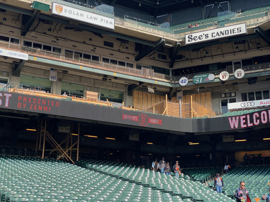 View of the renovations occurring on the Club Level of Oracle Park on February 8th, 2020, at FanFest.  Photo by Kevin J. Cunningham