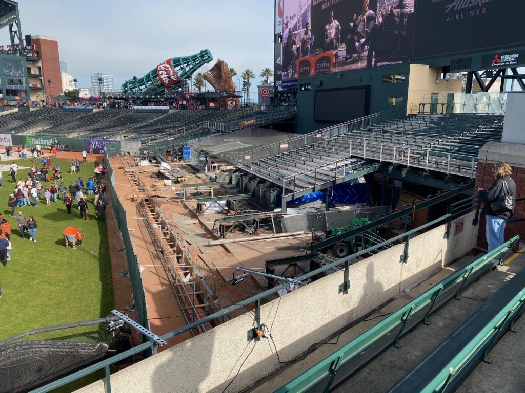The construction of the new bullpens at Oracle Park, as progressed at FanFest on Feb. 8th, 2020.